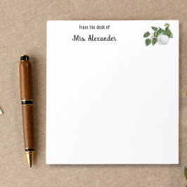 Lehrer am Schreibtisch für Niedliche botanische Wa Notizblock