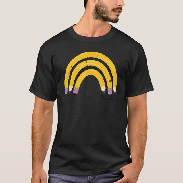Lehrer an der Liebe Inspirierte den Rainbow Pencil T-Shirt (Vorderseite)