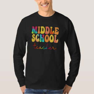 Lehrer an der Mittelschule Retro Groovy Glückliche T-Shirt