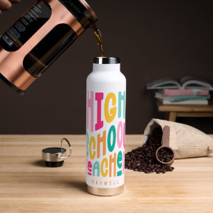 Lehrer an der Oberstufe Bunter Text Trinkflasche