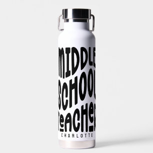 Lehrer an einer Mittelschule Weißer Text  Trinkflasche