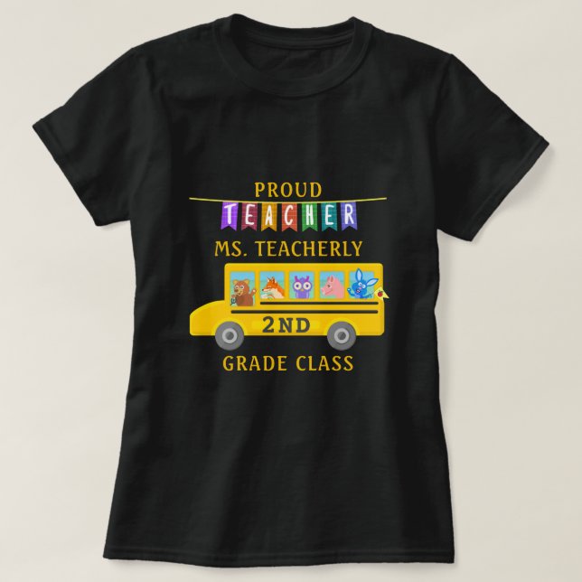 Lehrer-Anerkennungs-Tier-Bus personalisiert T-Shirt (Design vorne)