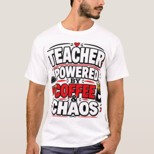 Lehrer angetrieben von Kaffee und Chaos T-Shirt