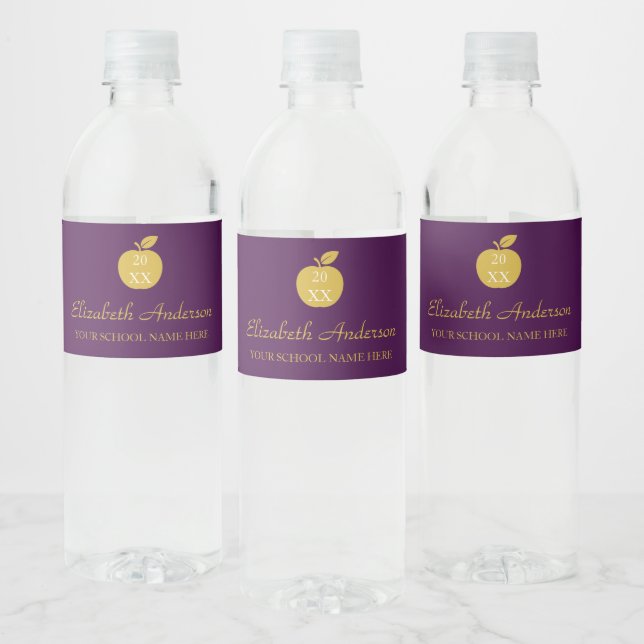 Lehrer Apfel Abschlussfeier Wasserflaschenetikett (Flaschen)
