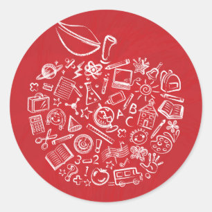 Lehrer Apfel Doodle Aufkleber