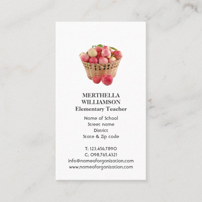 LEHRER | Äpfel | Foto Business Card Visitenkarte (Vorderseite)