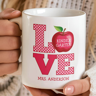 Lehrer Apfel Liebe Personalisierter Name und Note Kaffeetasse
