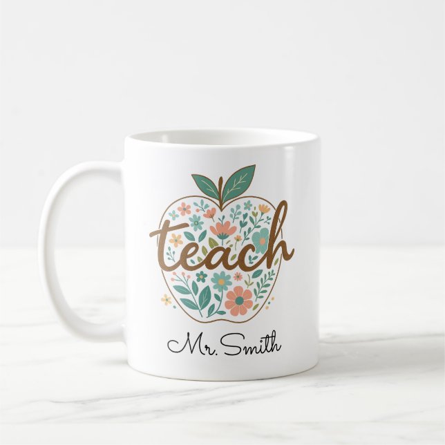 Lehrer-Apfel-Tasse – Klassischer roter Apfel Kaffeetasse (Links)
