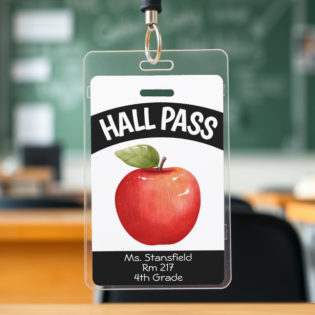 Lehrer Apple Student Klasse Bad Hall Pass Ausweis (Teacher Apple Student Class Bathroom Hall Pass Badge
)