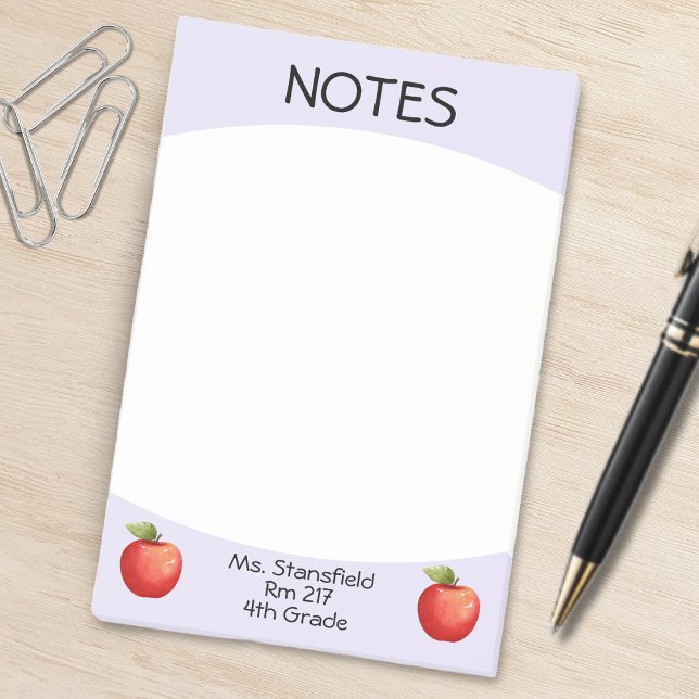 Lehrer Apple Student Klasse Grundschule Post-it Klebezettel (light purple and white teacher apple sticky notes)