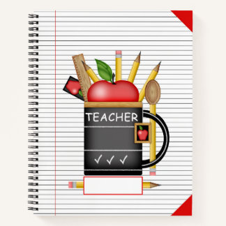 Lehrer Apple-Tasse reguliert großes Notebook Notizbuch