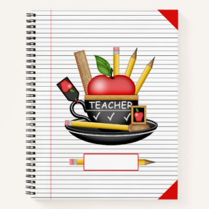 Lehrer-Apple-Teacup regiert groß Notizbuch