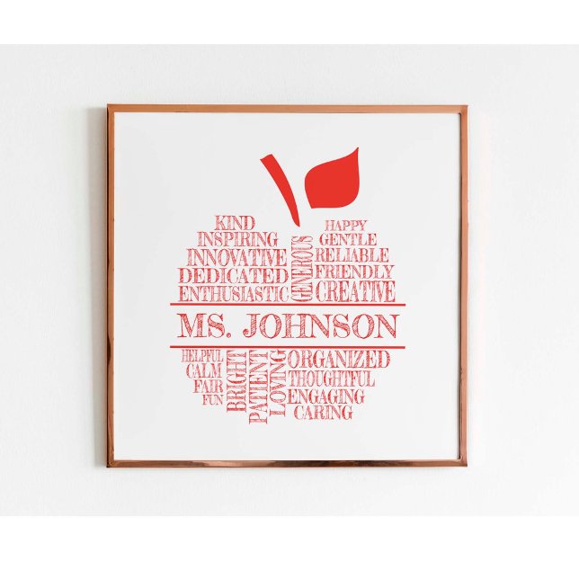 Lehrer-Apple-Typografie mit Lehrernamen  Poster (Von Creator hochgeladen)