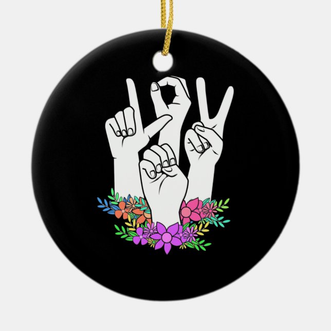 Lehrer ASL Handzeichen Keramik Ornament (Vorne)