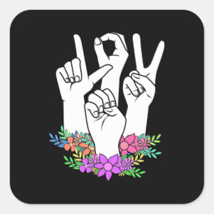 Lehrer ASL Handzeichen Quadratischer Aufkleber