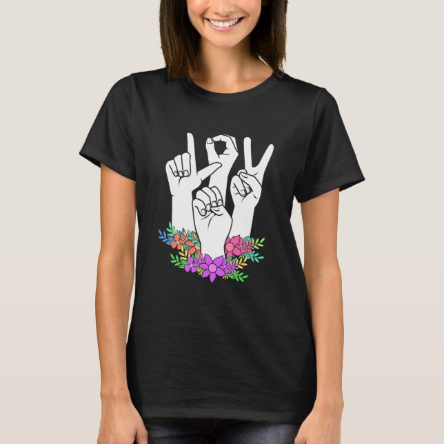 Lehrer ASL Handzeichen T-Shirt (Vorderseite)