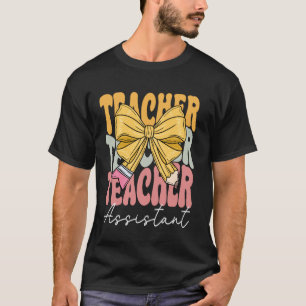 Lehrer-Assistent Groovy Kokette Schleife Süß Zurüc T-Shirt