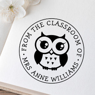 Lehrer aus dem Klassenzimmer der Eulenbuchbiblioth Gummistempel