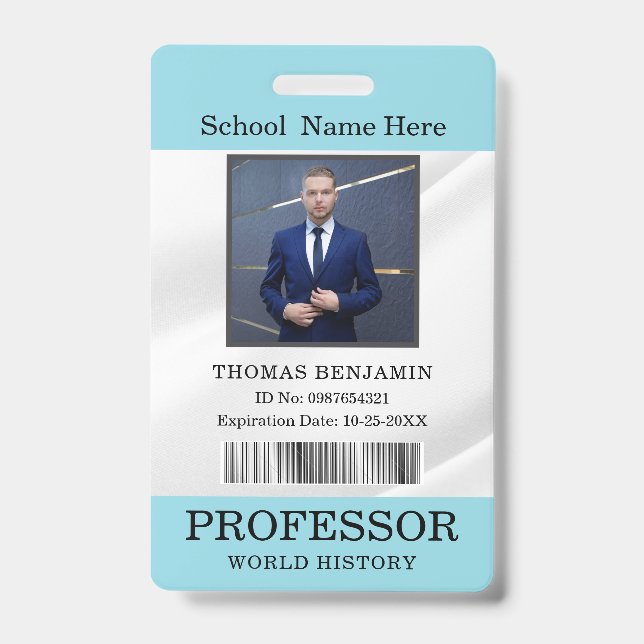 Lehrer Ausweis Name Schule Vorlage Foto Abzeichen (Vorderseite)