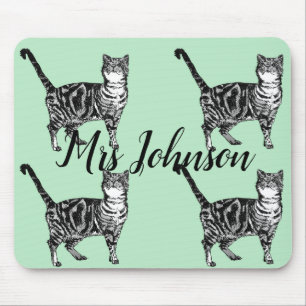 Lehrer benennen Tabby Cat Computer Mouse Mat Pad Mousepad