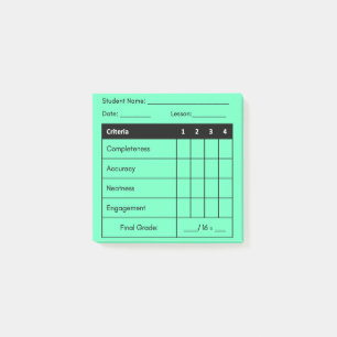 Lehrer Bewertung Rubric Klassenarbeit Grüne Post i Post-it Klebezettel
