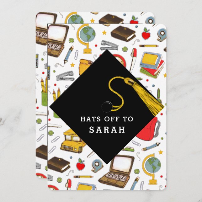 Lehrer Bildung Abschluss Einladung (Vorne/Hinten)