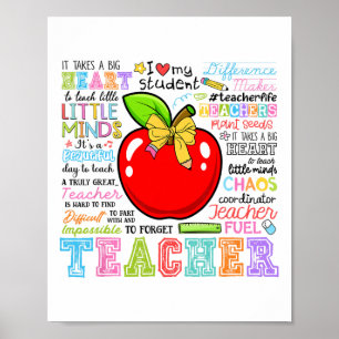 Lehrer Bogen Bleistift Apfel Lustig Zurück zur Sch Poster