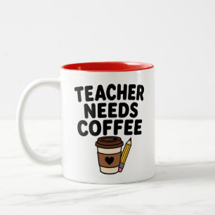 Lehrer braucht Kaffee Süßes Lehrer-Kaffee-Geschenk Zweifarbige Tasse