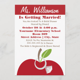 Lehrer Brautparty Einladung - Red Apple & Ring