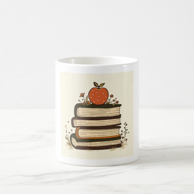 Lehrer Buchstapel Apfeltasse Kaffeetasse (Mittel)