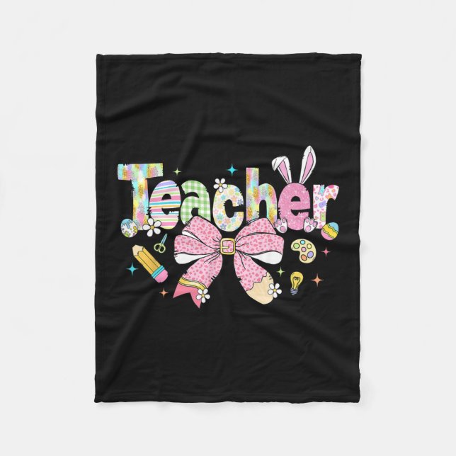 Lehrer Bunny Bow Coquette Stift Ostertage Eier Fleecedecke (Vorderseite)