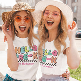 Lehrer bunter Retro Pre-k T - Shirt