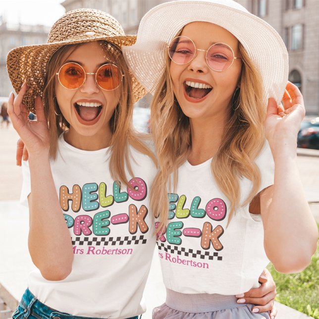 Lehrer bunter Retro Pre-k T - Shirt (Von Creator hochgeladen)