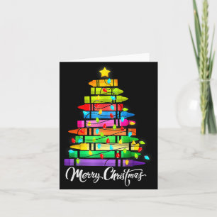 Lehrer Buntstift Frohe Weihnachten Baumlichter Sch Karte
