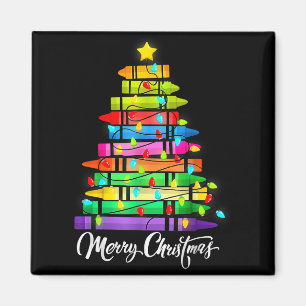 Lehrer Buntstift Frohe Weihnachten Baumlichter Sch Magnet