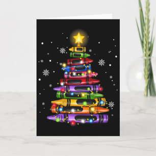 Lehrer Buntstift Weihnachtsbaum Lichter Schüler Sc Karte