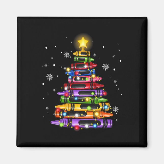 Lehrer Buntstift Weihnachtsbaum Lichter Schüler Sc Magnet (Vorne)