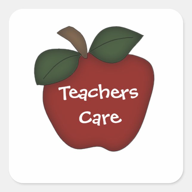 Lehrer Care-Red Apple Quadratischer Aufkleber (Vorderseite)