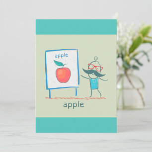 Lehrer Cartoon Apfel Spaß Lernen Alphabet Kunst Einladung