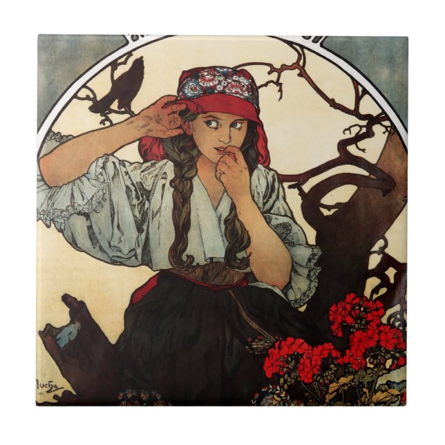 Lehrer-Chor Alphonse Mucha Moravian decken mit Fliese (Vorderseite)