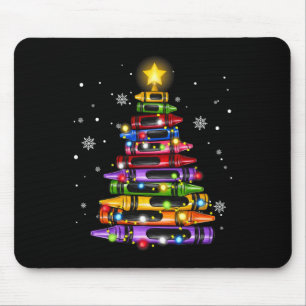 Lehrer Crayon Christmas Tree Lights Student Schoo Mousepad