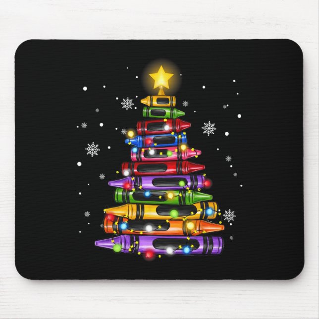 Lehrer Crayon Christmas Tree Lights Student Schoo Mousepad (Vorne)