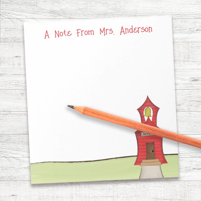 Lehrer Custom School House Niedlich Notizblock (Teacher classroom personalized notepad.)