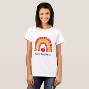 Lehrer-Dank-T-Shirt – Buntstift-Regenbogen-Name T-Shirt