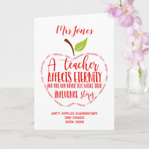 Lehrer danken Ihnen Ruhestand Wort Kunst Apfel Karte