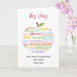 Lehrer danken Ihnen Ruhestand Wort Kunst Apfel Karte