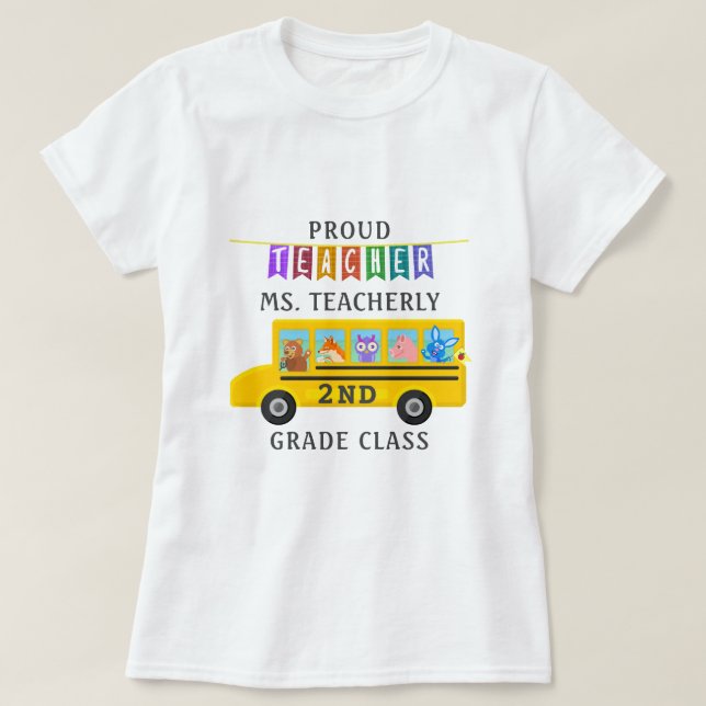 Lehrer danken Ihnen Tier-Bus des Name-| T-Shirt (Design vorne)