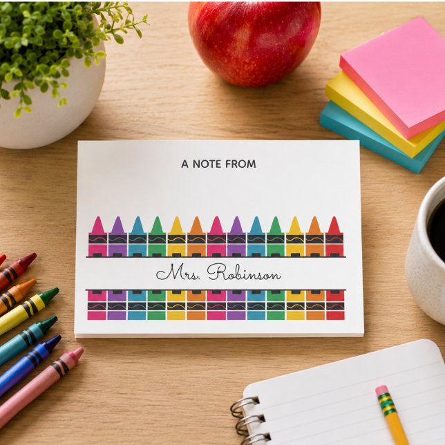 Lehrer-Dankeschön-Regenbogen-Stift  Post-it Klebezettel (Teacher Appreciation Rainbow Crayon Post-it Notes)