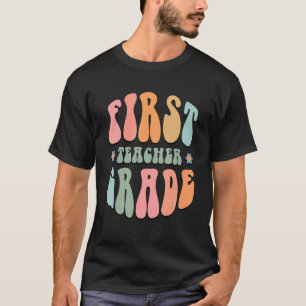 Lehrer der 1. Klasse Retro Groovy Zurück zur Schul T-Shirt