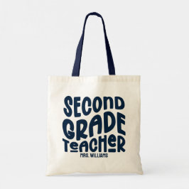 Lehrer der 2. Klasse Dark Blue Schriftzug Design Tragetasche